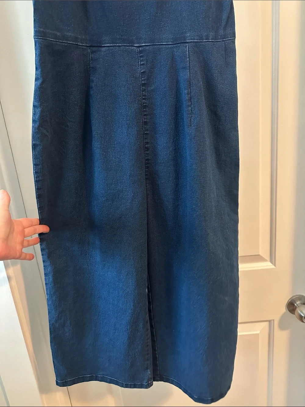 Dark Blue Denim Midi Jumpsuit